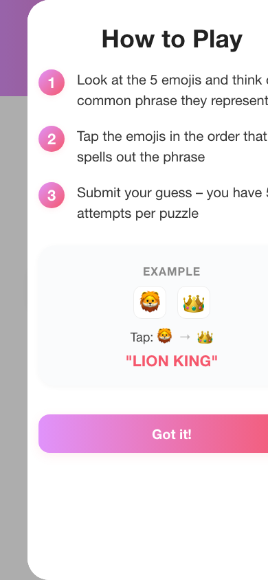 Picto start screen for the daily emoji puzzle