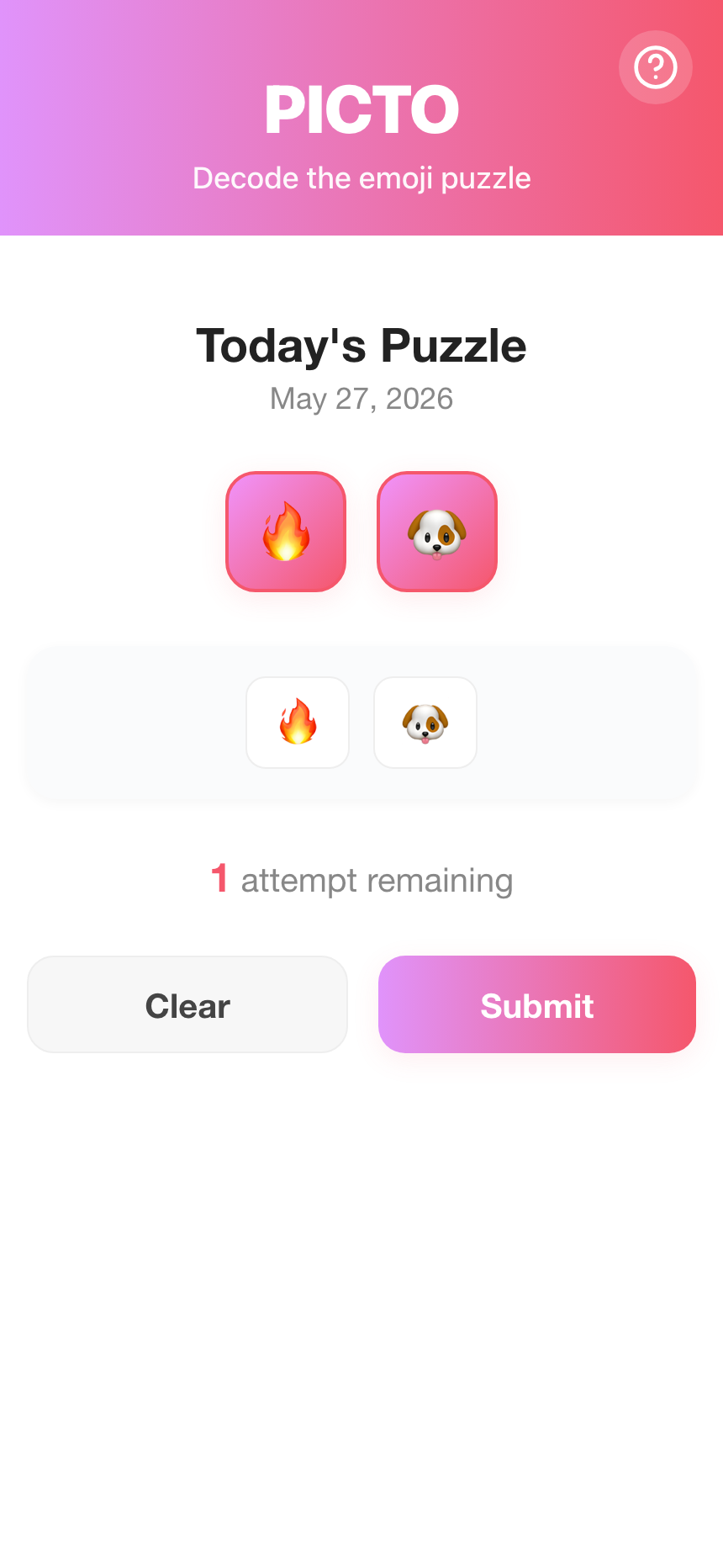 Picto result screen celebrating a solved puzzle